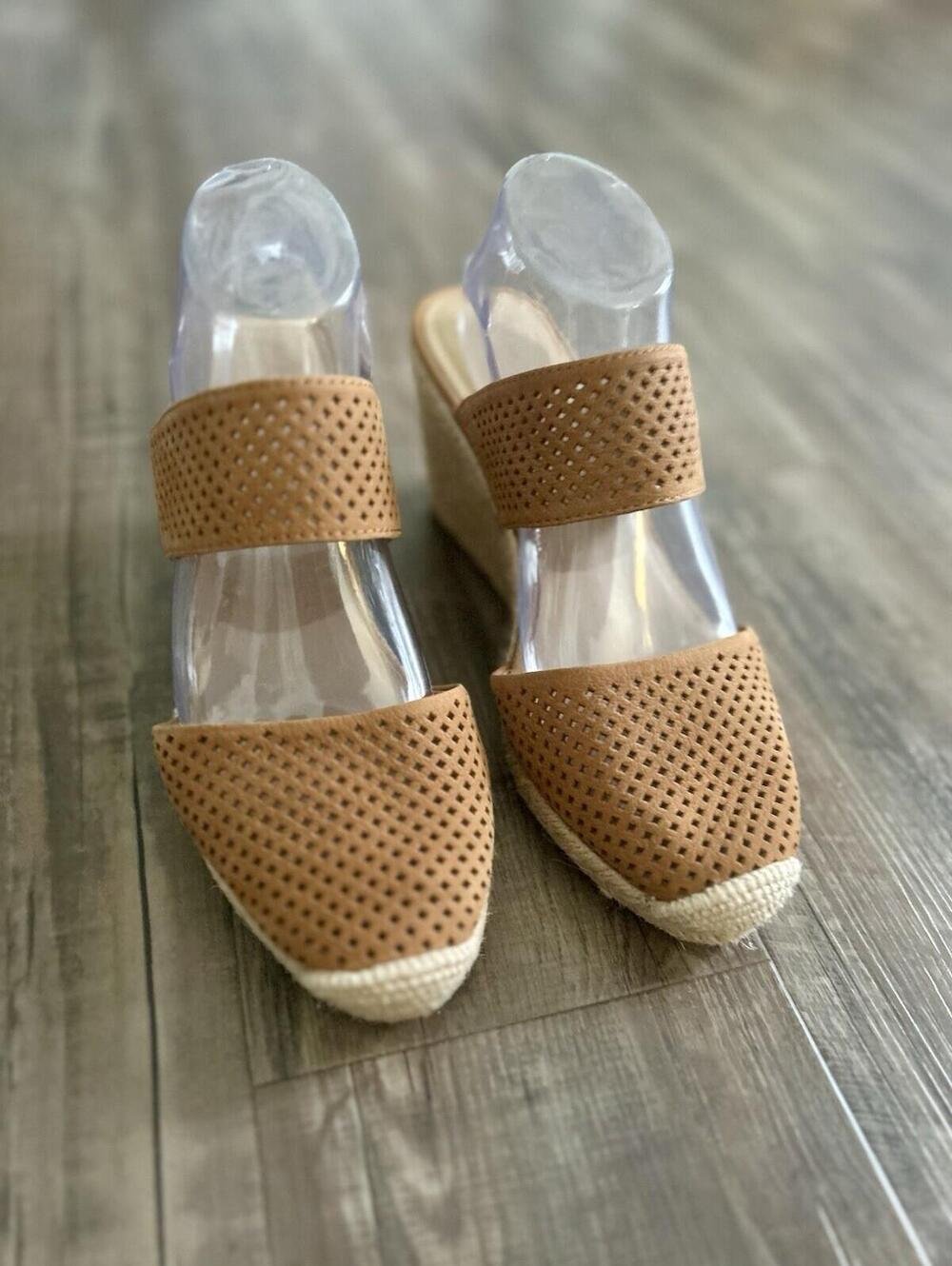 Franco Sarto Espadrille Wedge Closed Toe Sandals Women’s Size 9.5 Leather Upper - Picture 4 of 9